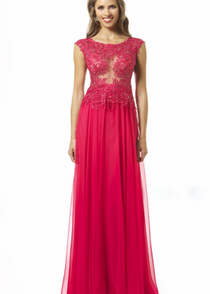 Lace Chiffon Beaded Hollow Prom Dress